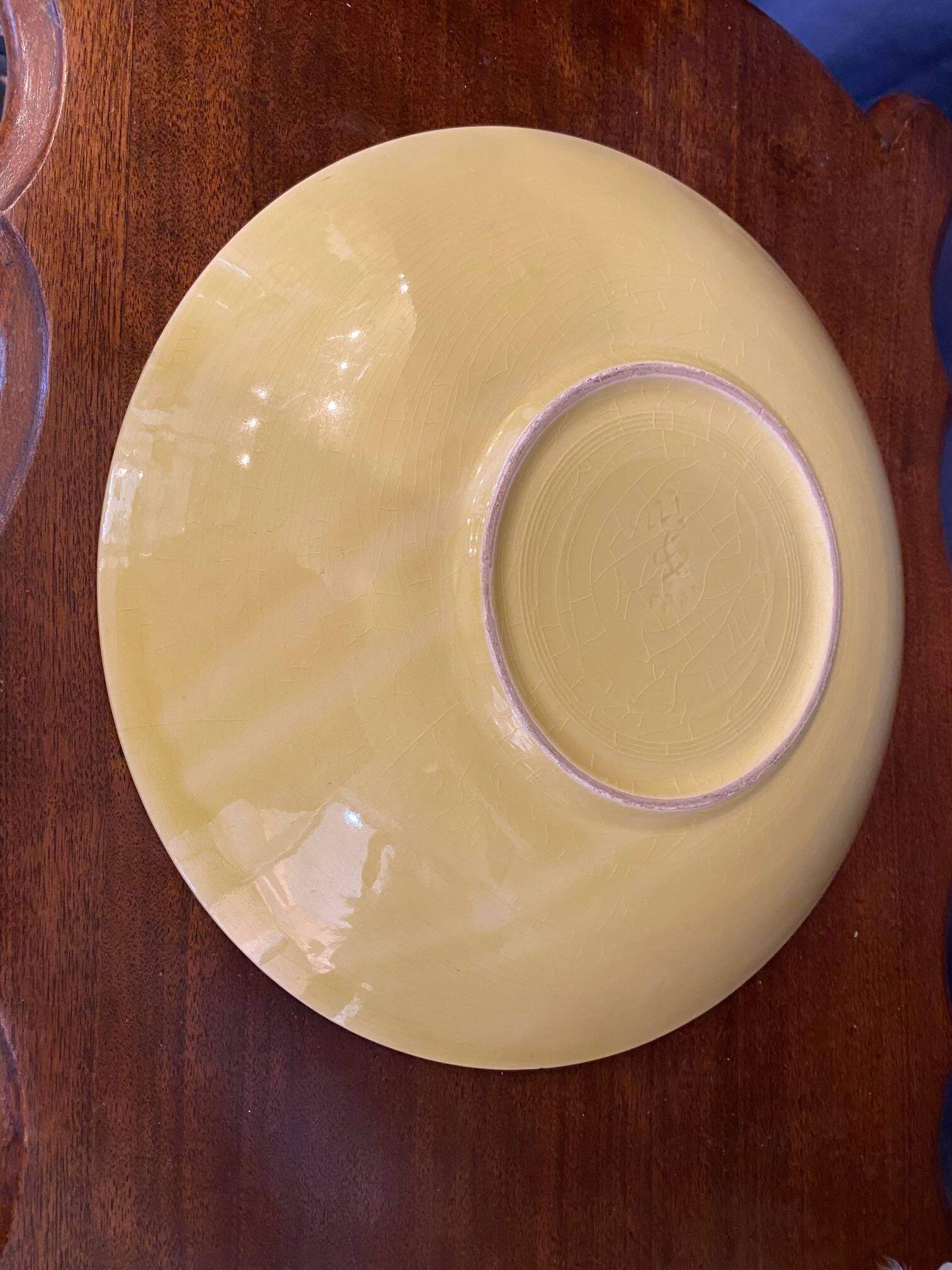 Large ceramic dish from the 60s vintage green and yellow tones st clement earthenware