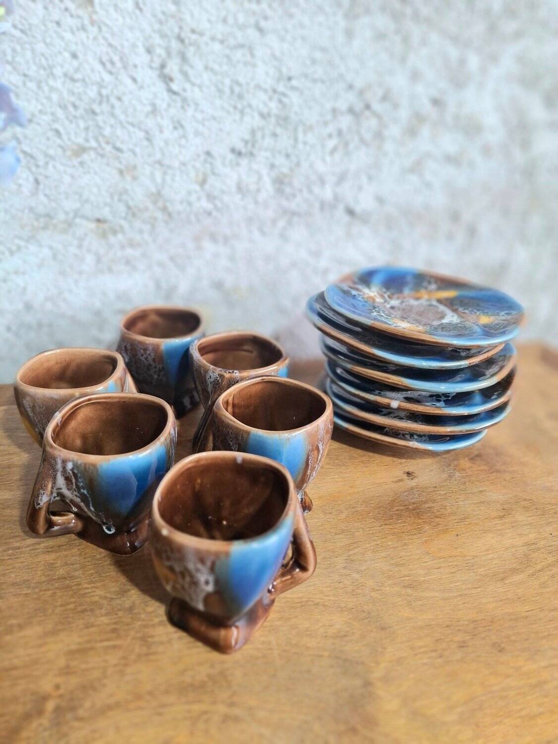 Art Deco coffee service Vallauris cobalt blue flambe glaze – 15 pieces