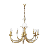 Lustre en laiton et ananas chromé, années 1970