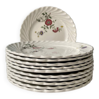Set of 11 vintage Lunéville earthenware dessert plates