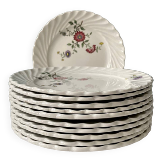 Lot de 11 assiettes à dessert vintage en faïence de Lunéville