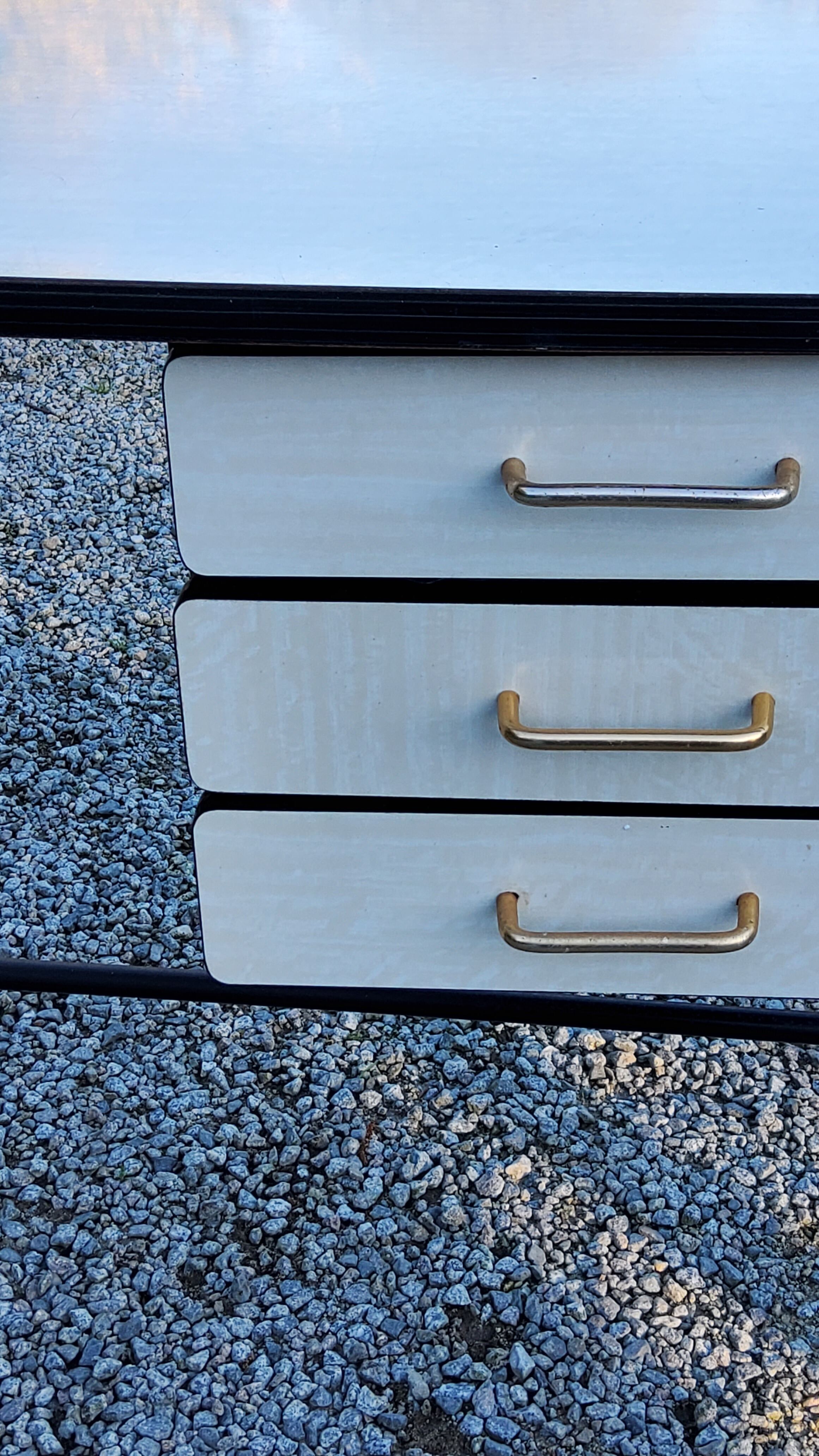 Office of 50/60s in formica base tubes black metal 3 drawers