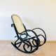 Rocking-chair vintage en bois courbé et cannage 1960