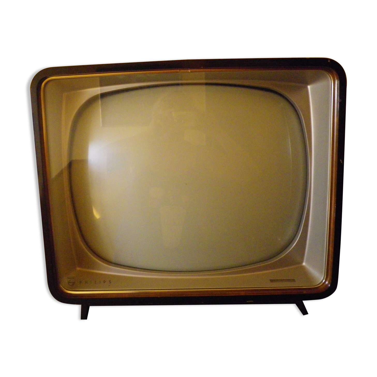 Philips vintage TV, lacquered wood frame -Holland- 50s