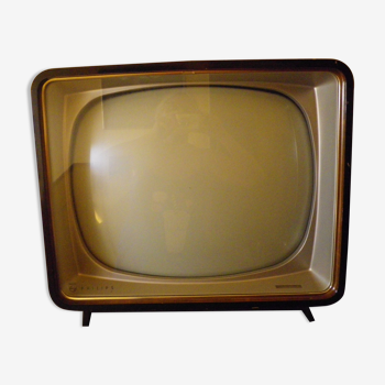 Philips vintage TV, lacquered wood frame -Holland- 50s