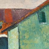 Old painting, urban landscape, signed and dated 80