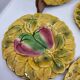 Sarreguemines dessert plates in barbotine with fruit decoration French Vintage