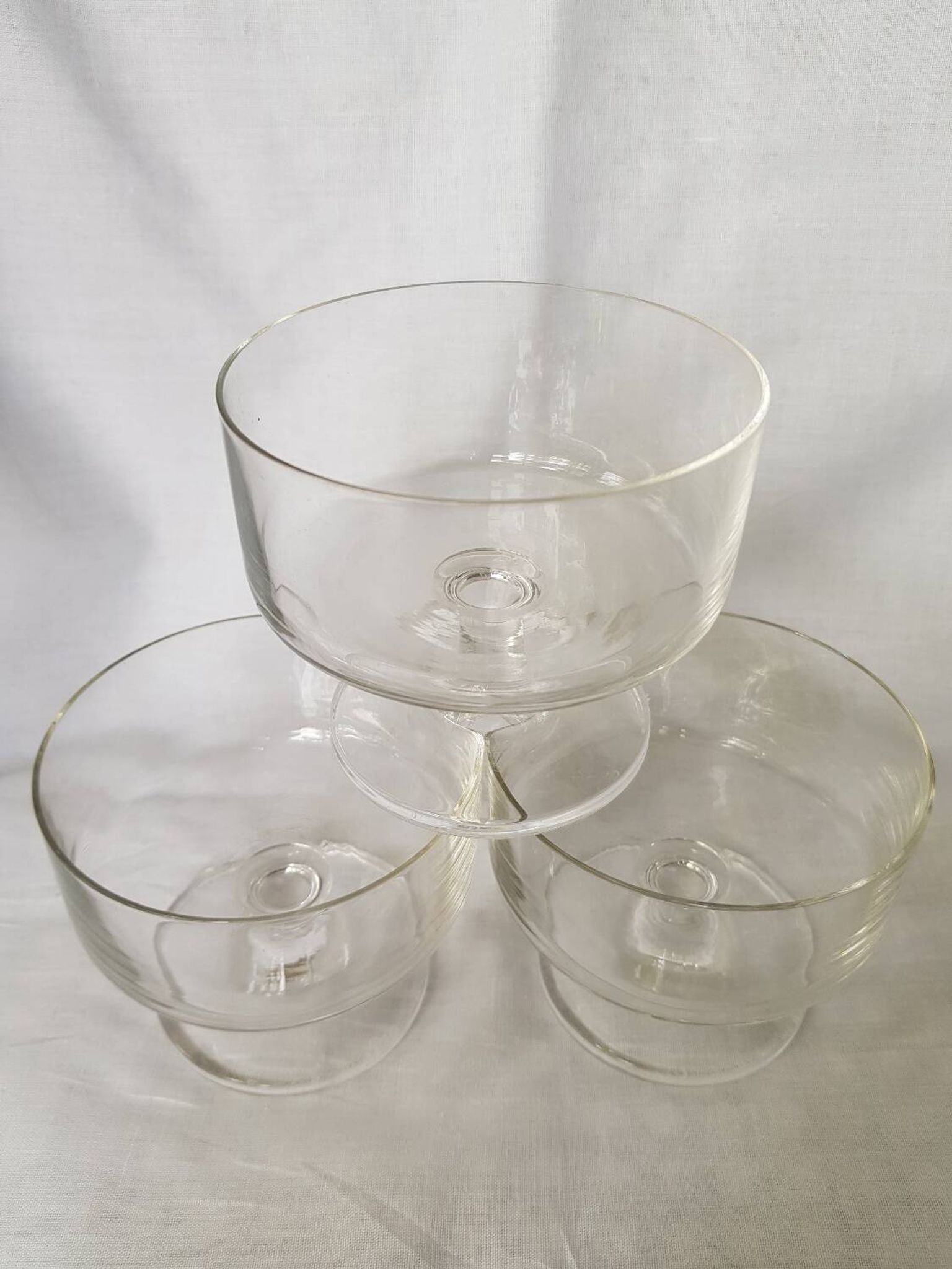 Ensemble de 3 tasses à dessert vintage en verre