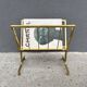 50s brass magazine rack, vintage design magazine rack