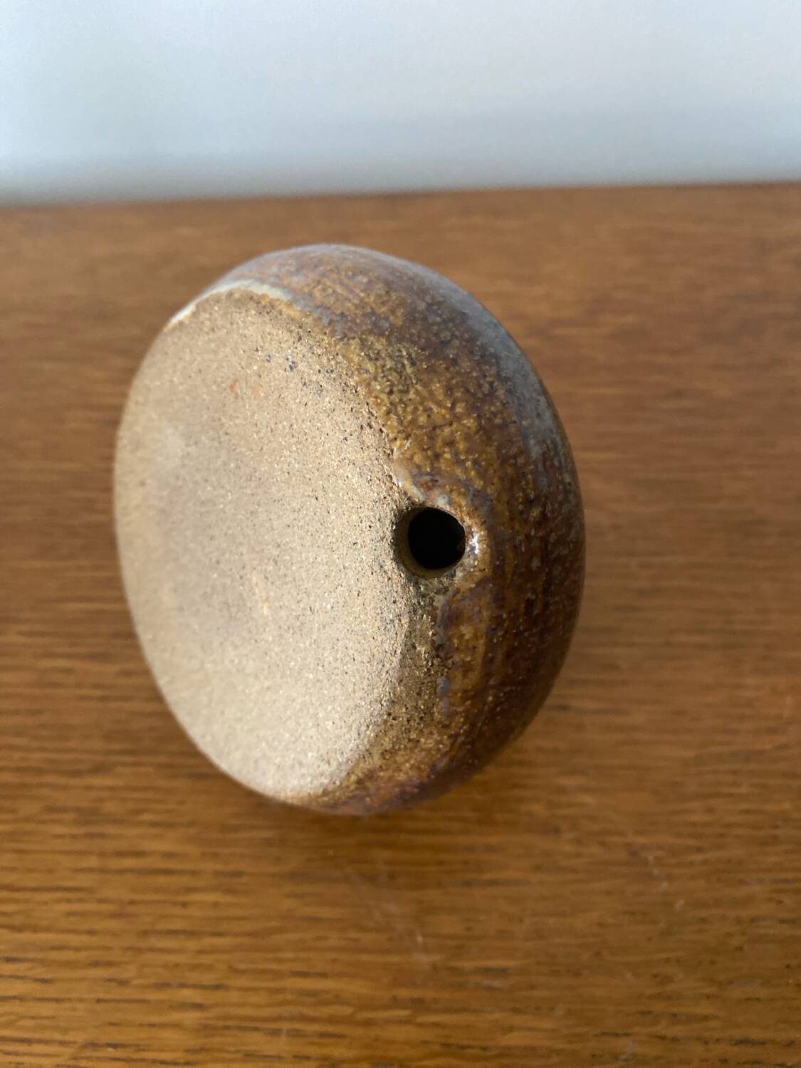 Old Lamp Base Vintage Brown Glazed Stoneware Soliflore #D437