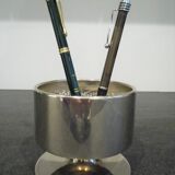 Pot a crayons metal argente annees 70