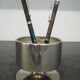 Metal pencil pot silver years 70
