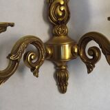 Pair of French Traditional Style Bronze Mid Century Double Wall Lights