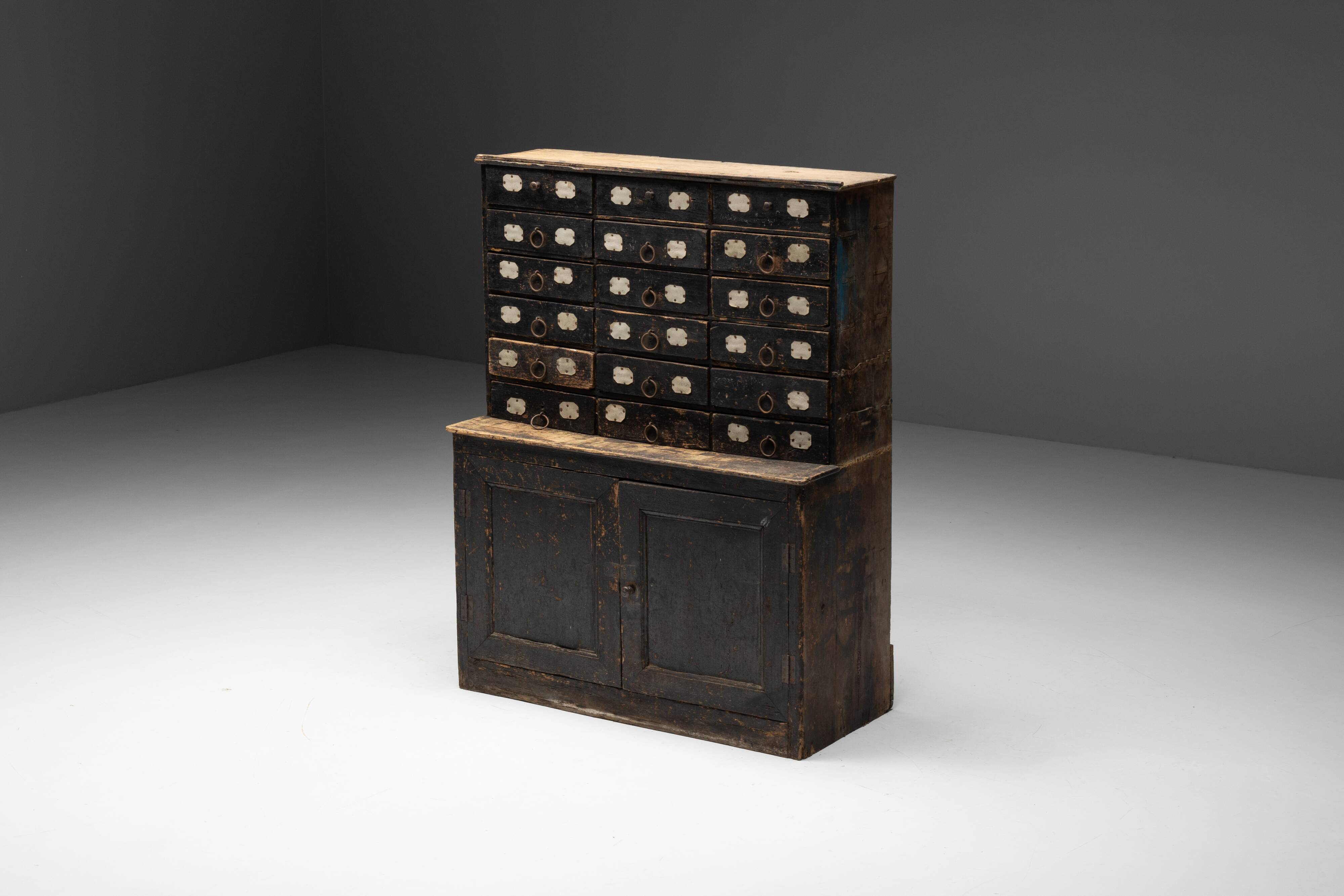 Travail Populaire Apothecary Cabinet, France, 19th Century