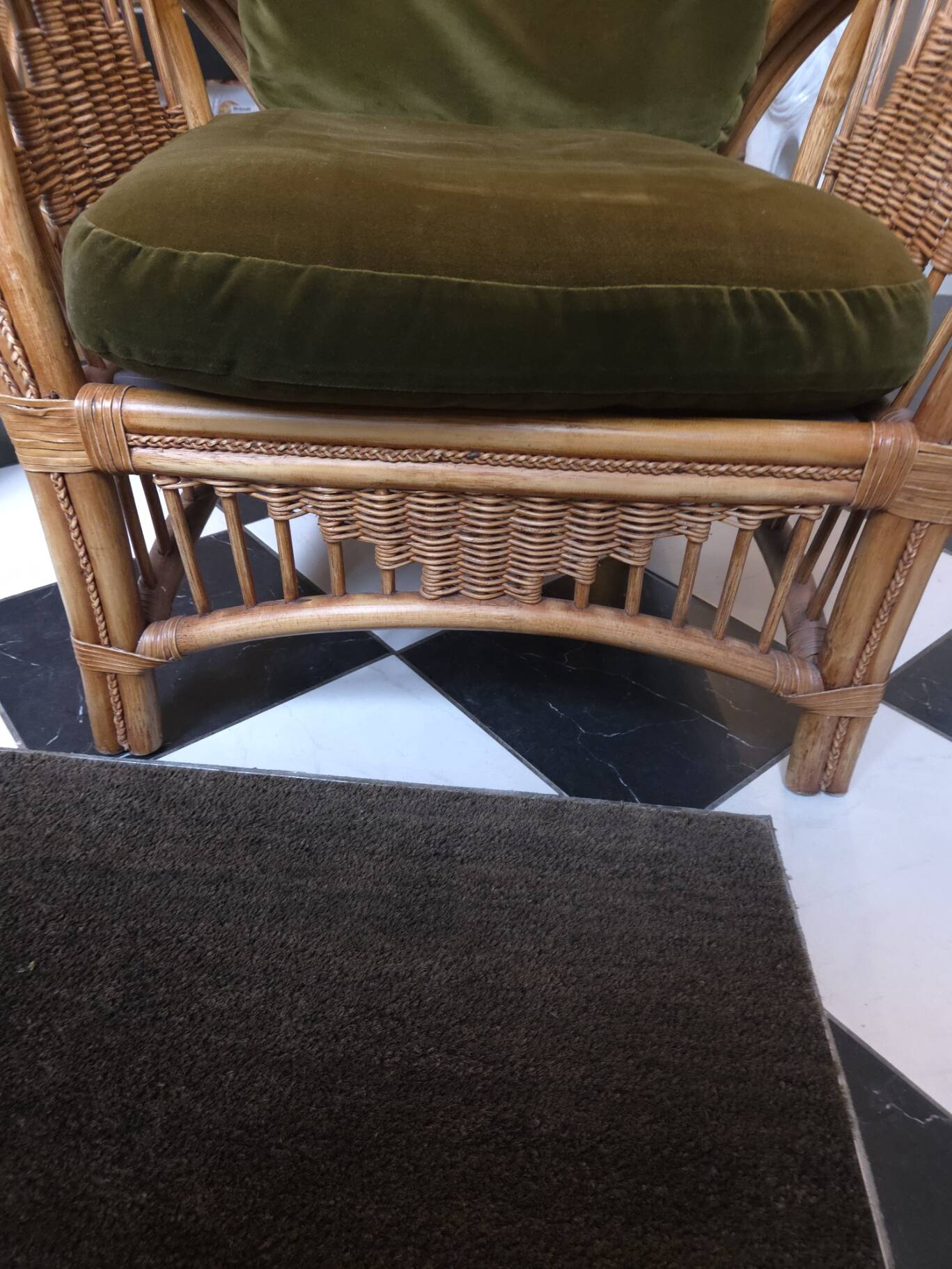 Paire de fauteuils en rotin, osier et bambou tressé, 1970