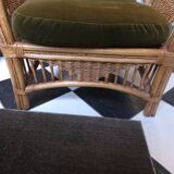 Paire de fauteuils en rotin, osier et bambou tressé, 1970