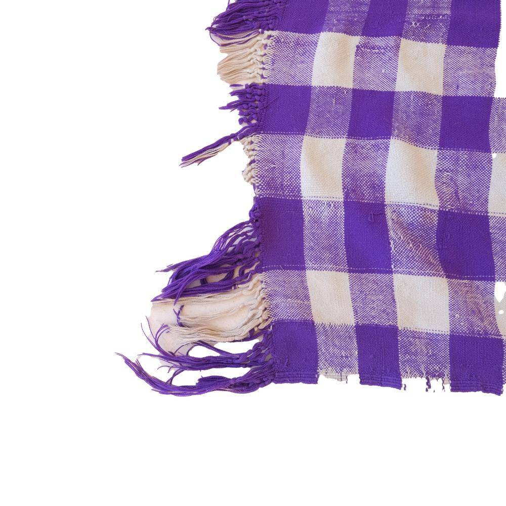 Vintage Haik purple check blanket from Morocco - 166 x 203 cm
