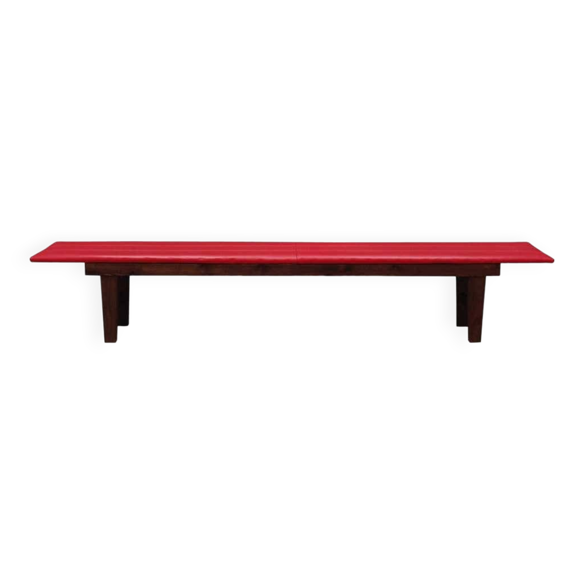 Red eco leather bench, Danish design, 1990s, production: Denmark