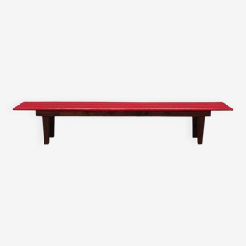 Red eco leather bench, Danish design, 1990s, production: Denmark