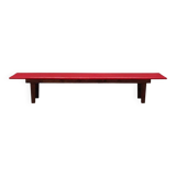 Red eco leather bench, Danish design, 1990s, production: Denmark