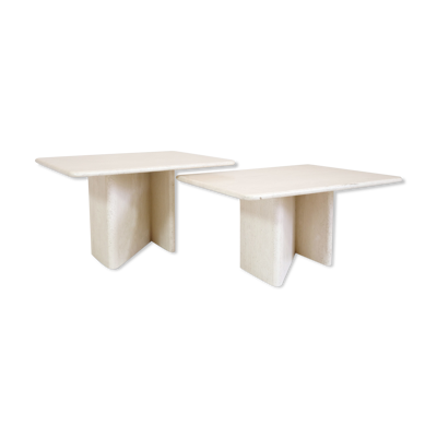 Paire de tables gigognes en travertin, Italie
