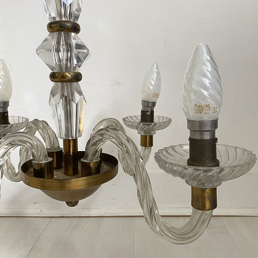 50's vintage glass and brass suspension