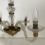 Suspension verre et laiton vintage 1950