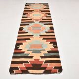 Vintage Kilim Rug, Geometric Zigzag Pattern in Earthy & Pastel Tones