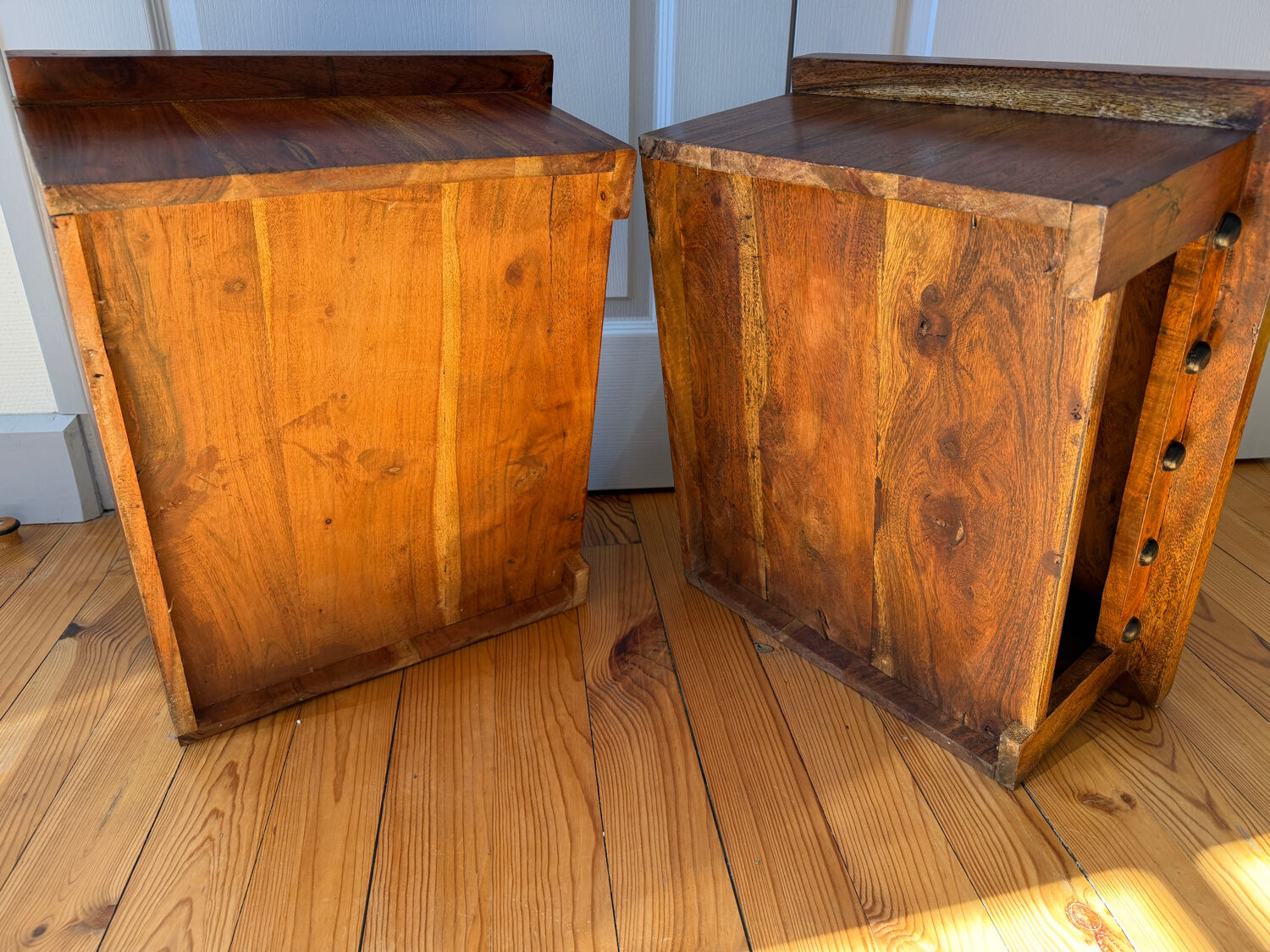 Pair of solid wood coffee tables – rustic / wabi-sabi style (1950-198)