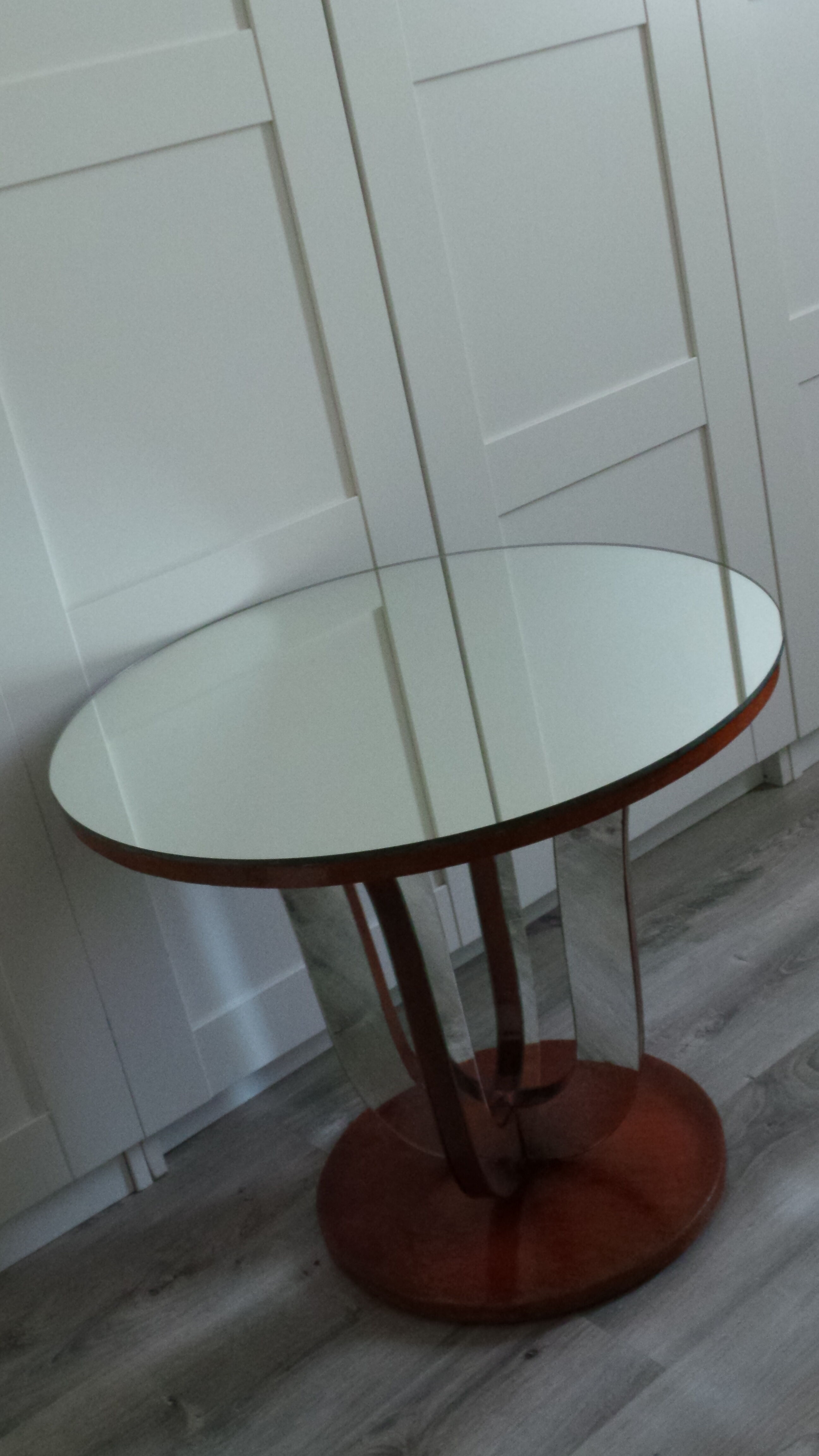 Vintage art deco all-mirror side table, 1940s