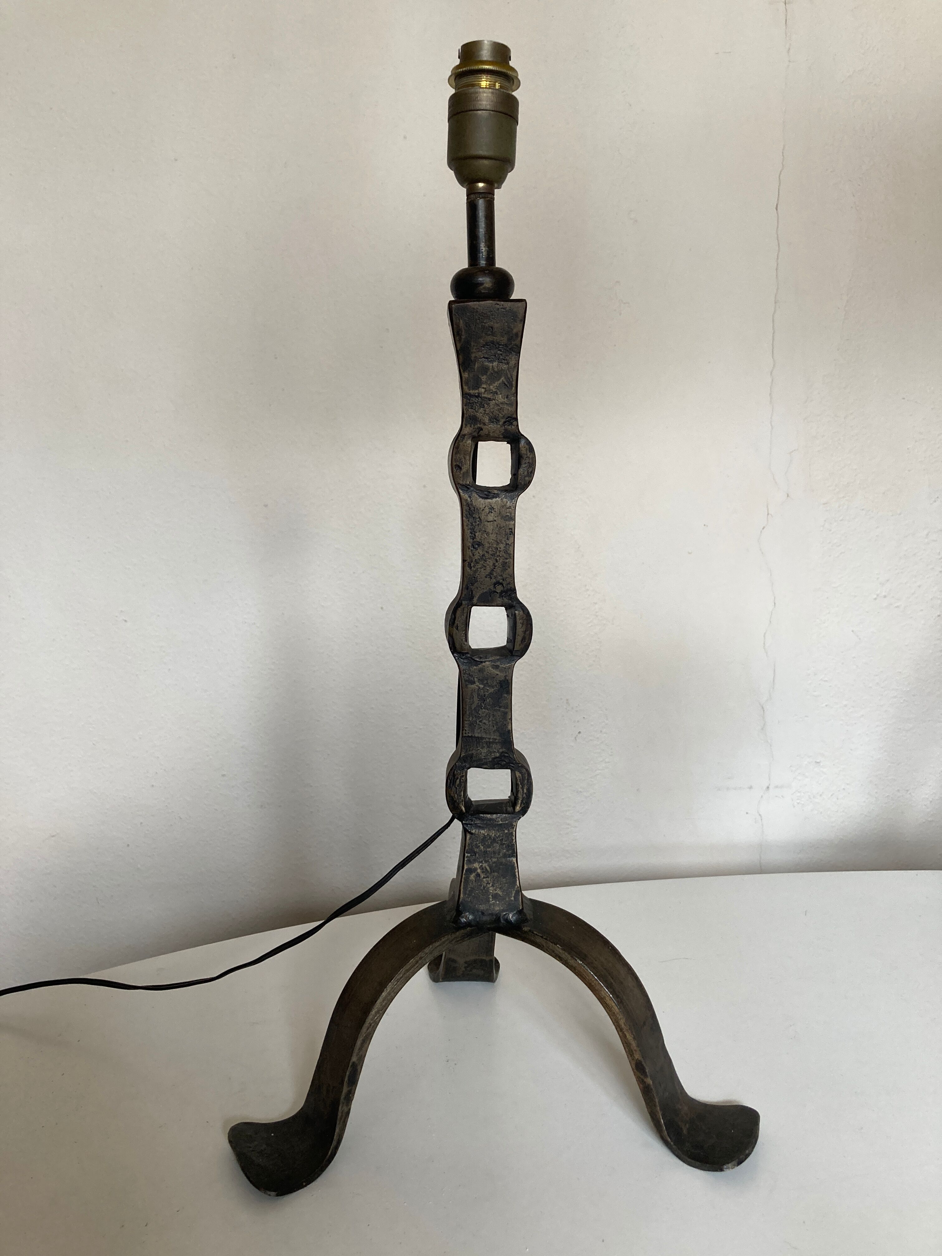 Beaten iron lamp 1970 brutalist