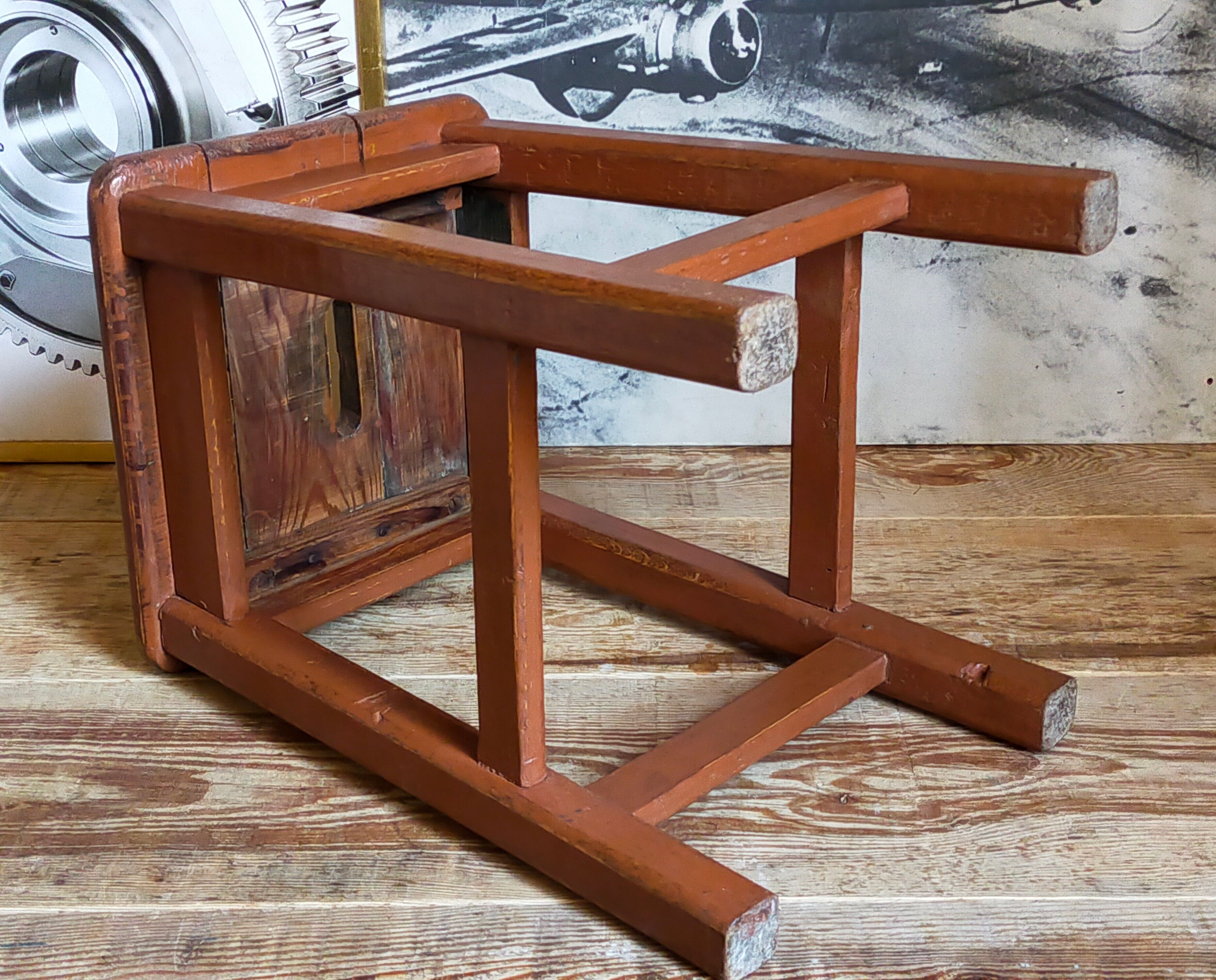 Workshop stool in old solid wood