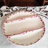 Asparagus plate, Sarreguemines earthenware, dark pink pattern