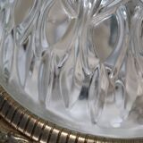 Hollywood Regency ceiling light, cut glass and openwork gold edge.