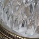 Hollywood Regency ceiling light, cut glass and openwork gold edge.