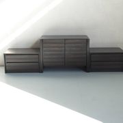 Enfilade 3 modules, bois d' iroko massif.