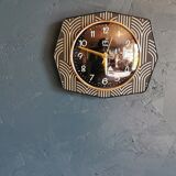 Vintage clock silent wall clock 60s "Golden Black Electric Japy"