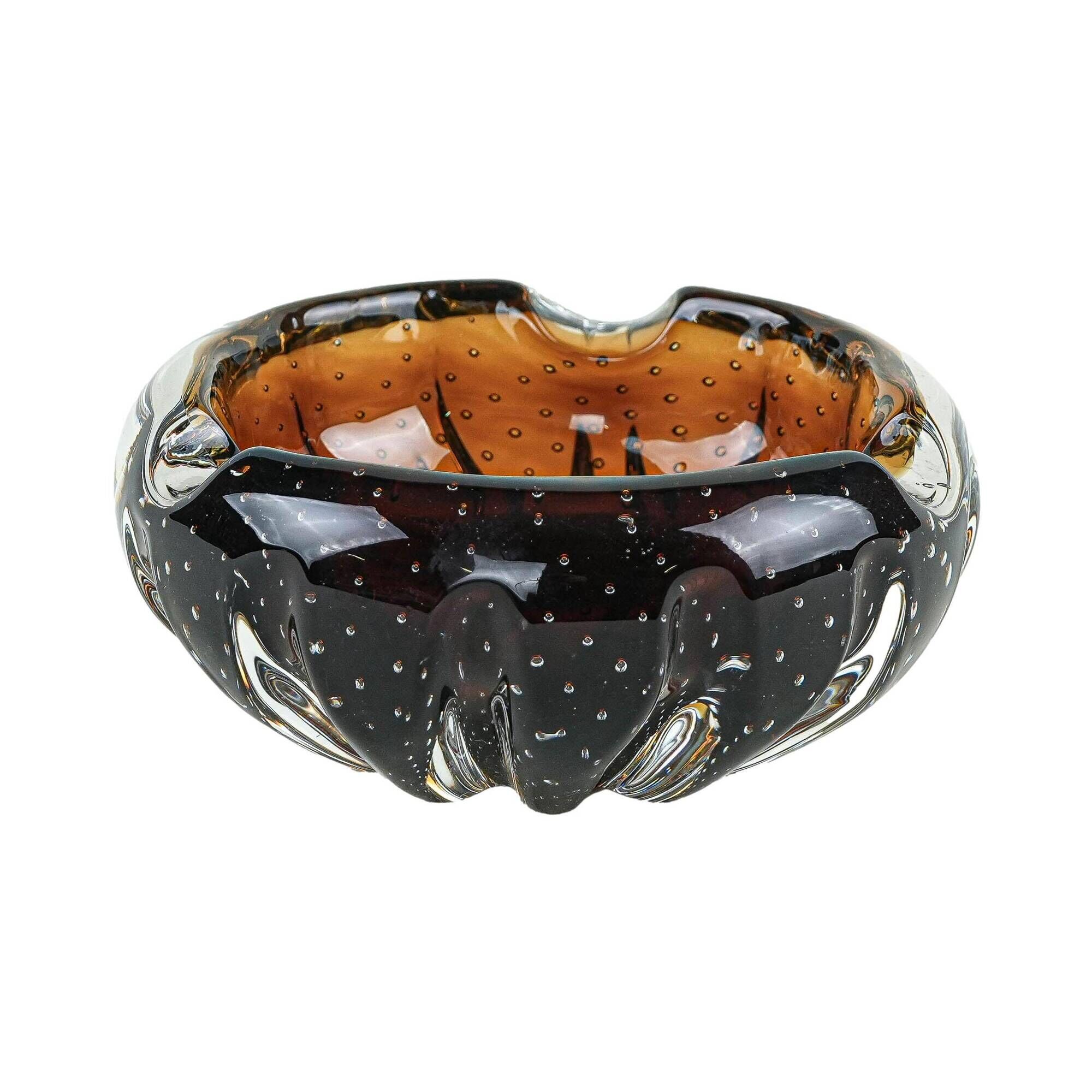 Glass platter in bullicante technique, Italian Modern design from the 1960s