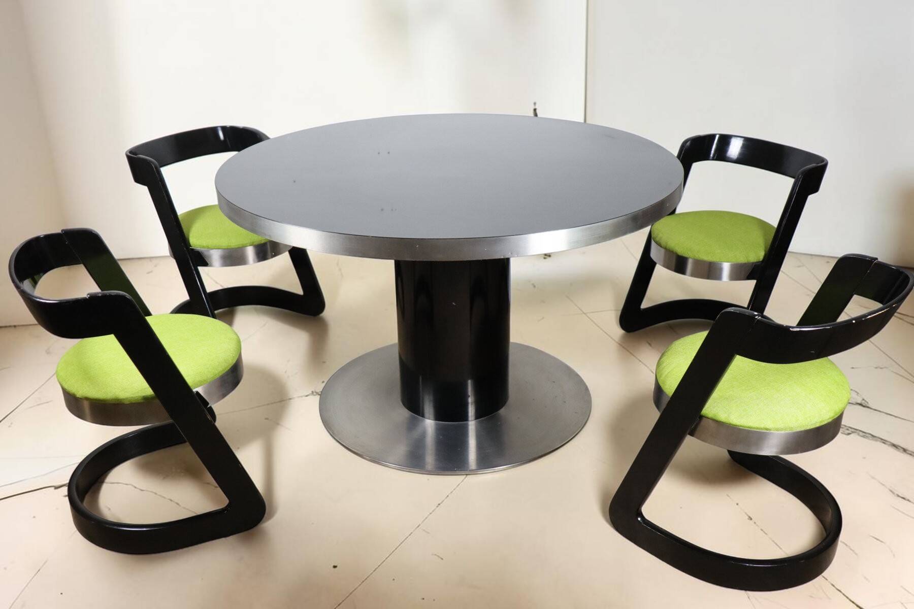 Dining room set Willy Rizzo – Table & Chairs – 1970s