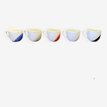 Suite of 5 large artisanal cups.