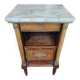 Antique Empire-style bedside table with marble top.