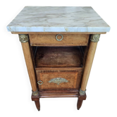 Antique Empire-style bedside table with marble top.