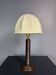 Midcentury brutalist wood turned table lamp in Charles Dudouyt style, 1950s