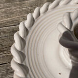 White ceramic candle holder twisted antique rope