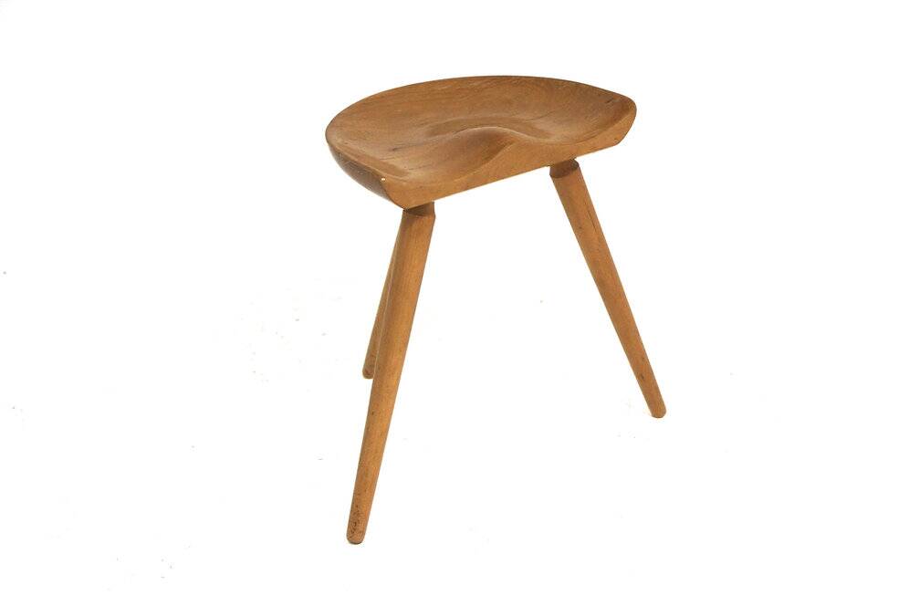 Tabouret tripode en hêtre, Suède, 1960