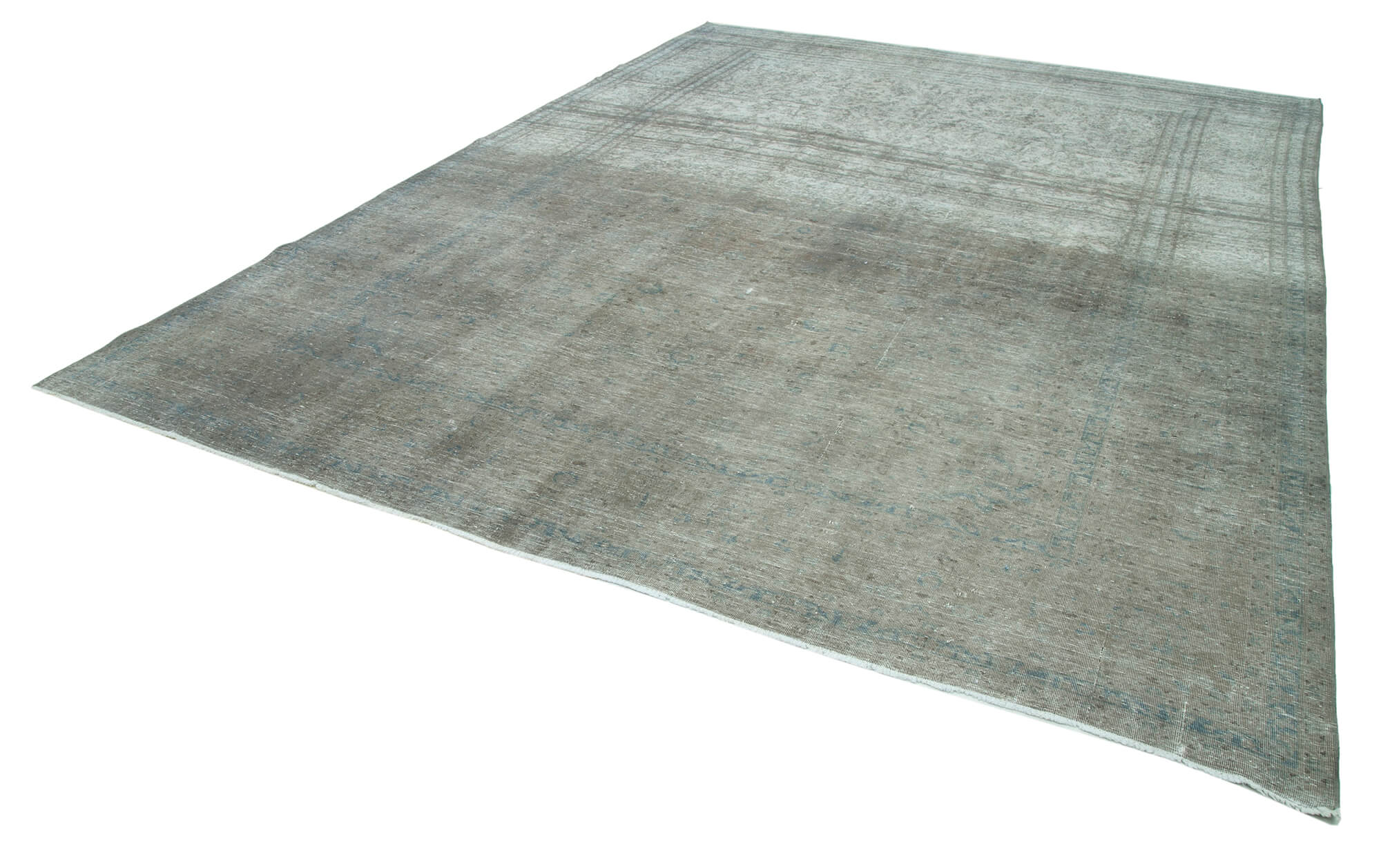 Handwoven persian overdyed 295 cm x 383 cm grey wool carpet