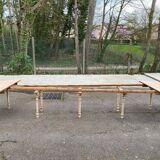 Renovated Louis Philippe extendable round banquet table with leaves, 10 feet.