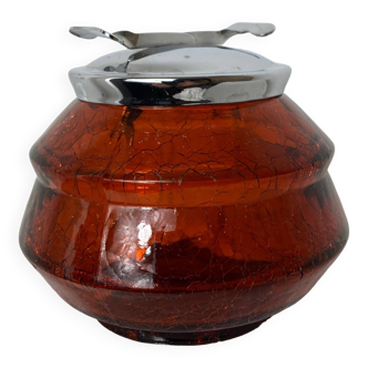 Cracked glass sugar bowl