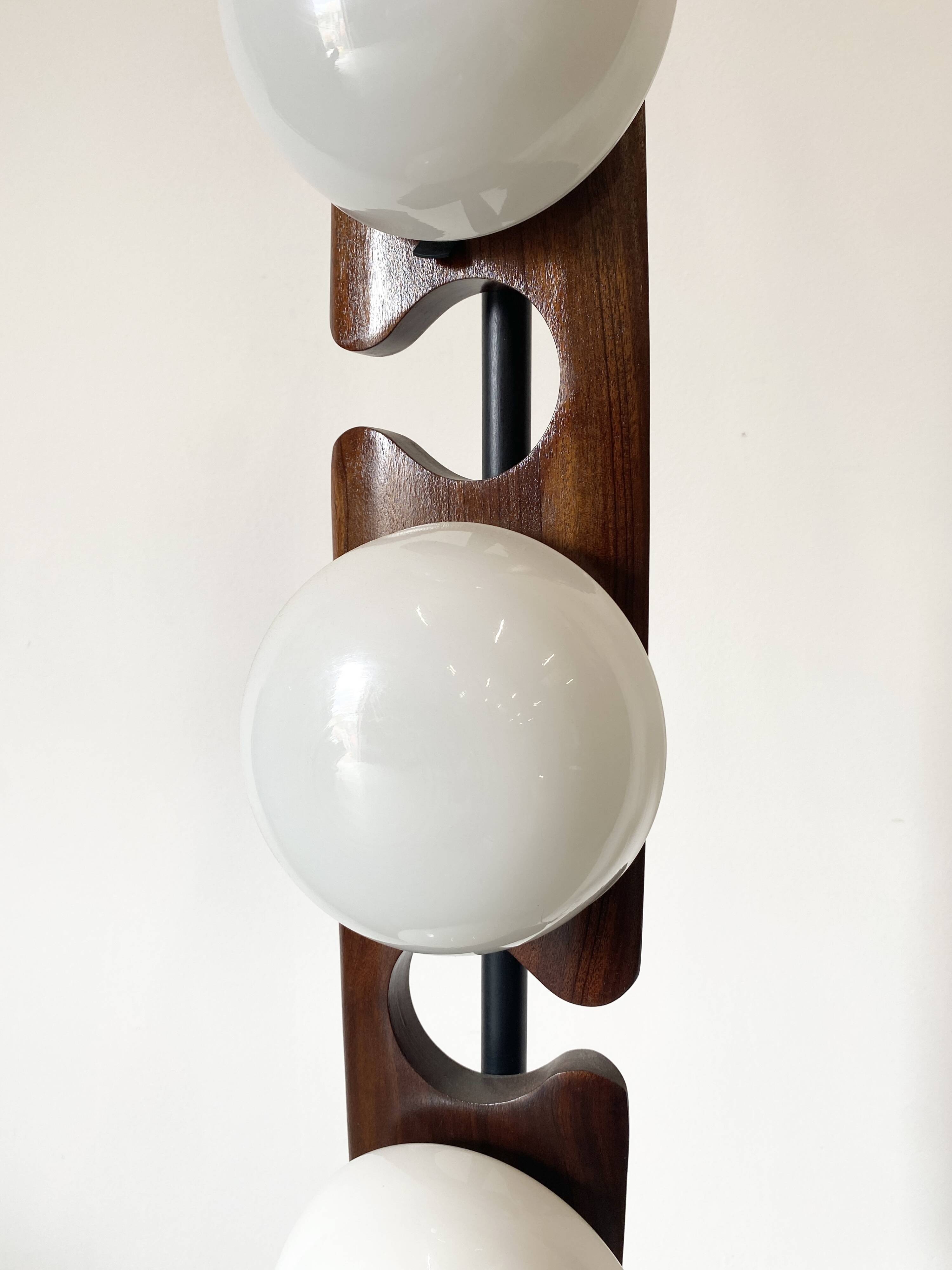 lampadaire vintage Reggiani 3 opalines, 1960