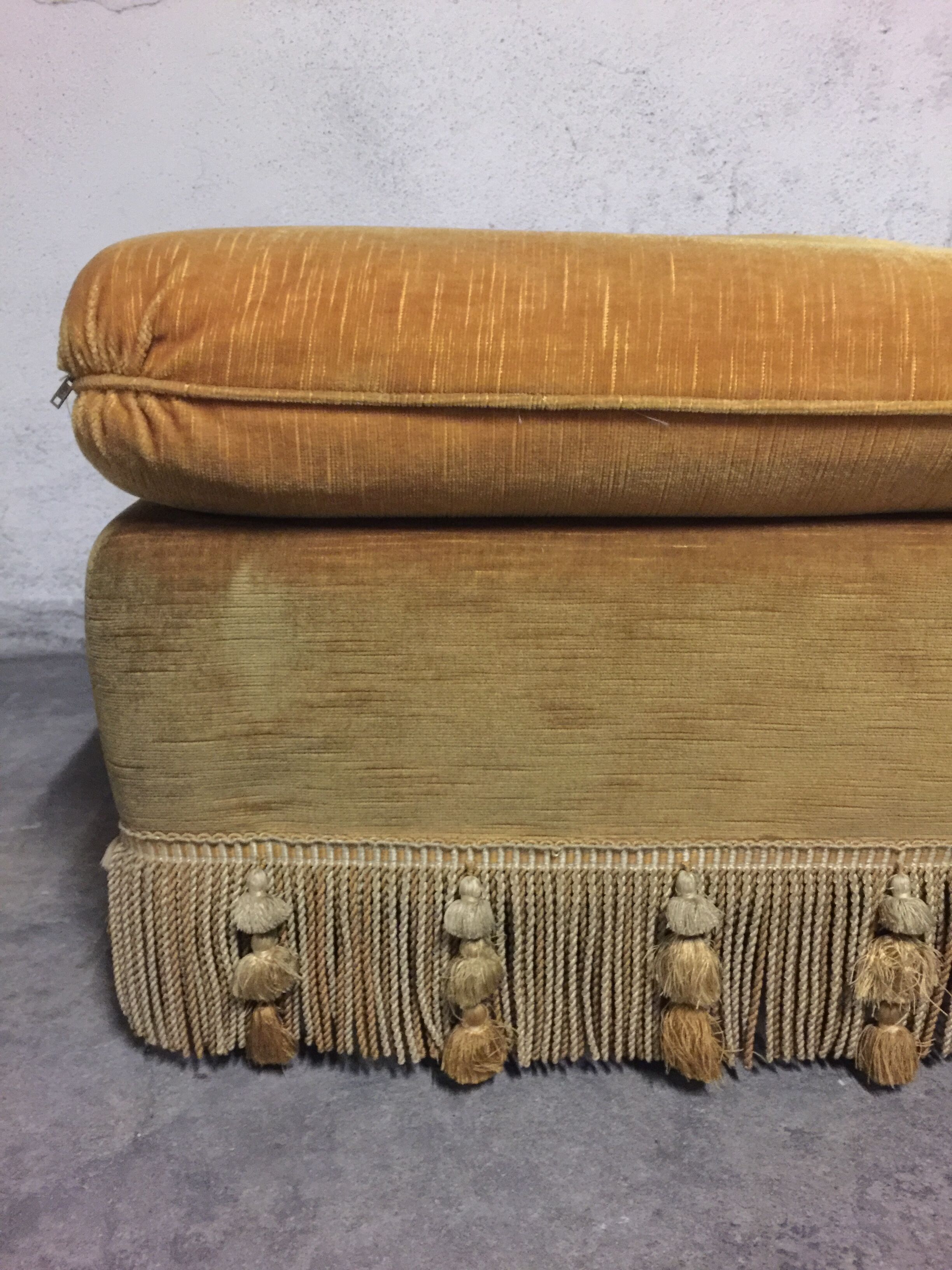 Golden yellow pouffe